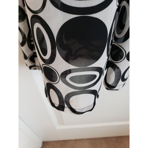 Voir Voir geometric print, back sash drape, high neck, sleeveless dress, size 8 - Picture 2 of 9